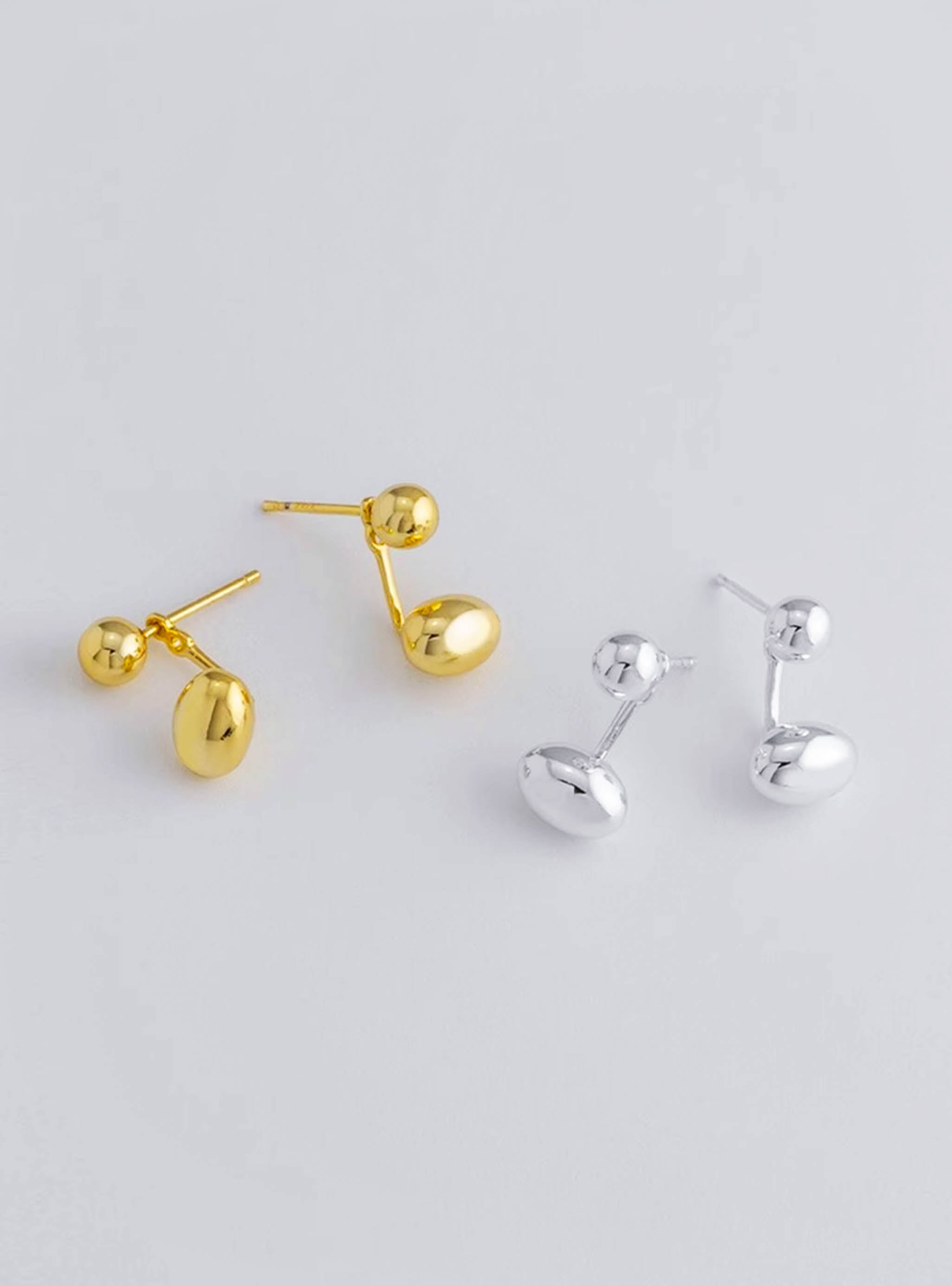 Gold/ Silver Oval Bead Drop Earrings