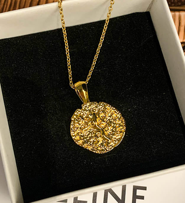 Gold Lion/ Leopard Coin Pendant Necklace