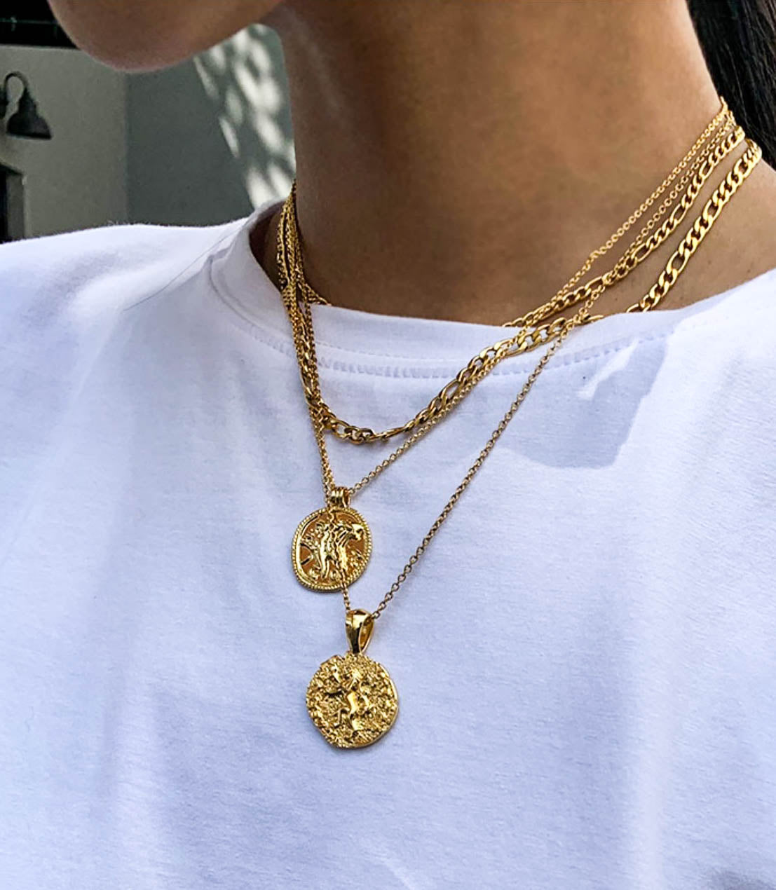 Gold Lion/ Leopard Coin Pendant Necklace