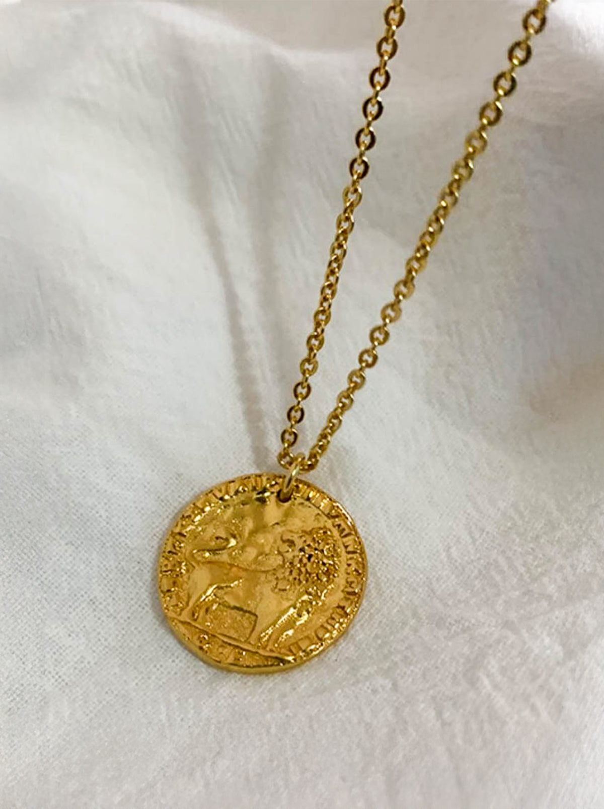 Gold Lion/ Leopard Coin Pendant Necklace