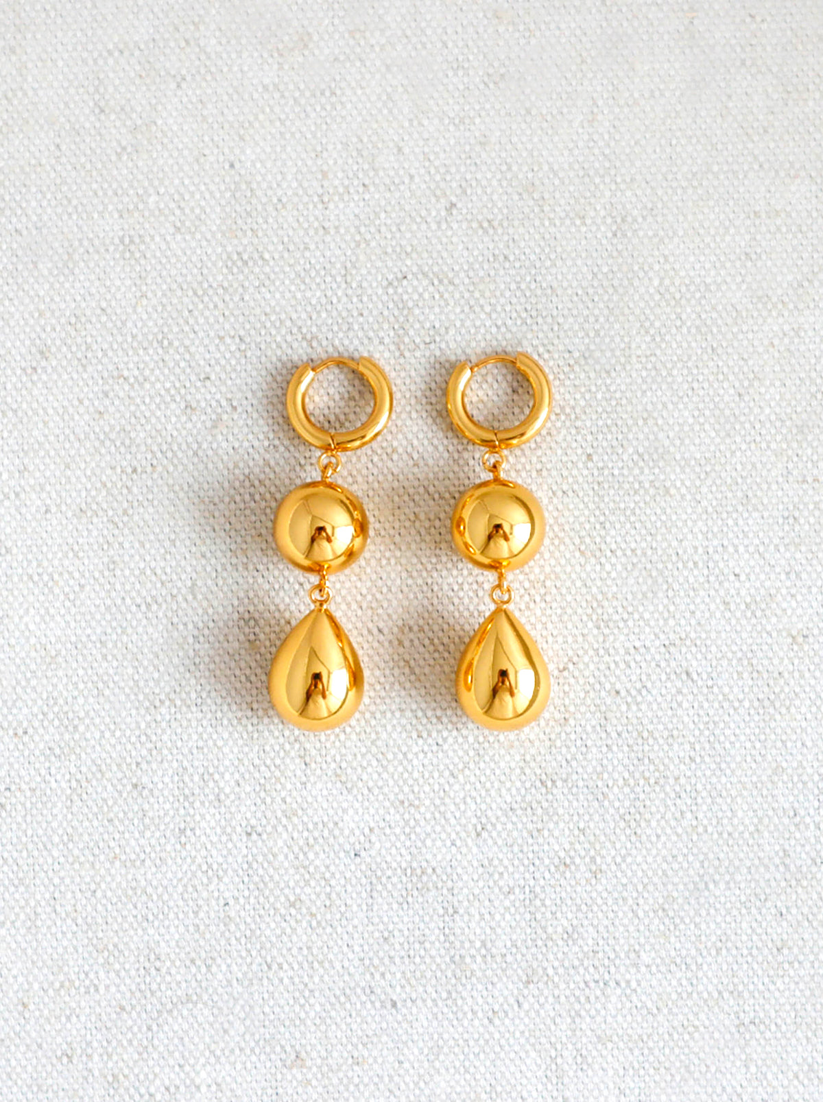 Gold/ Silver Ball Hoop Long Drop Earrings