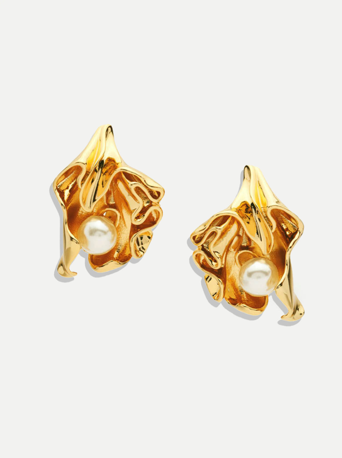 Gold Irregular Faux Pearl Stud Earrings