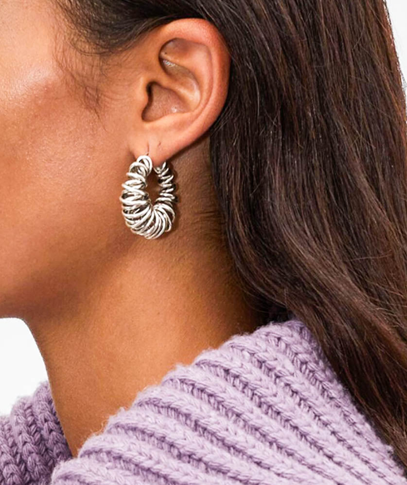 Gold/ Silver Wire Spring Chunky Hoop Earrings