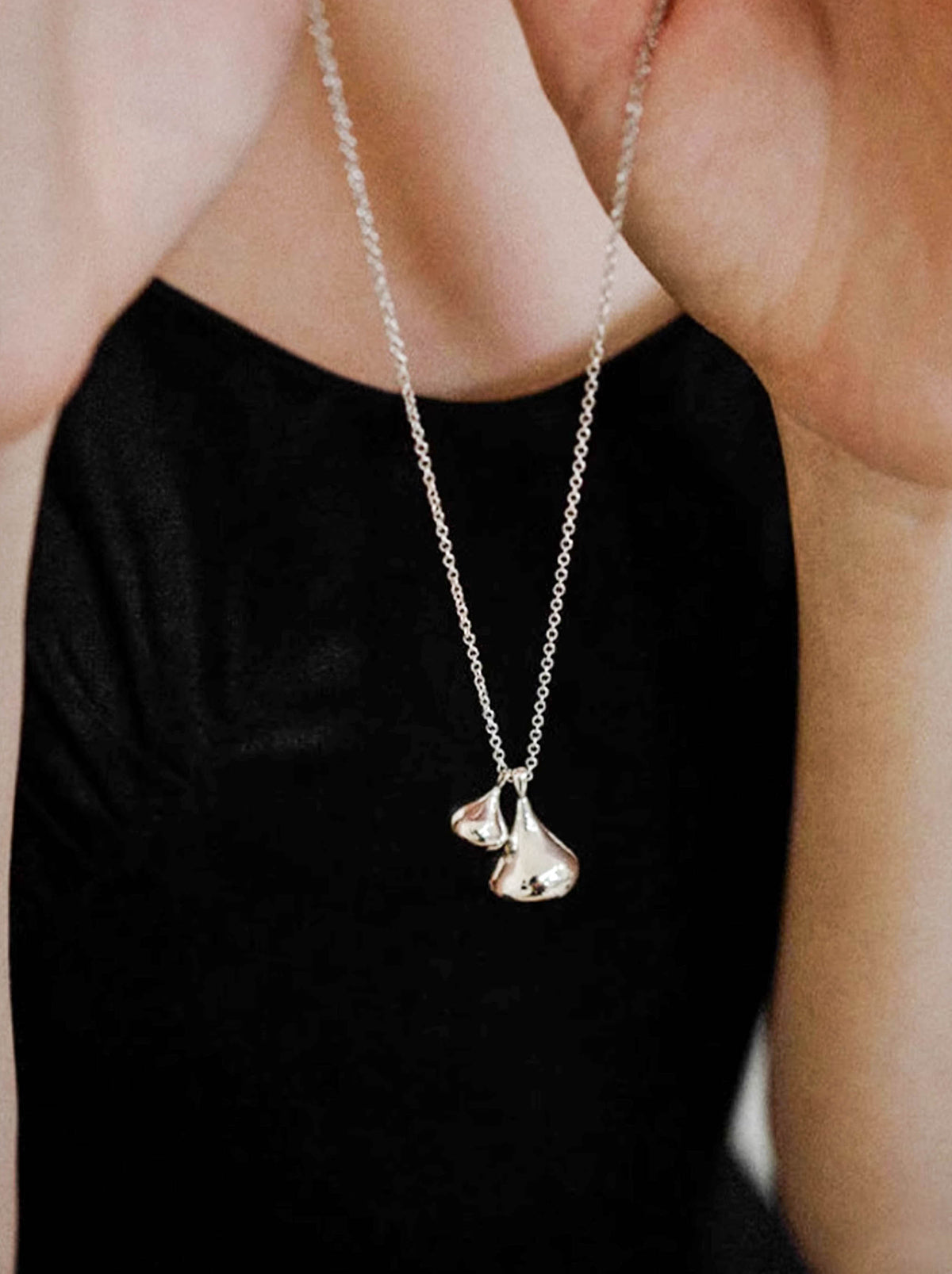 Gold/ Silver Teardrop Pendants Long Chain Necklace