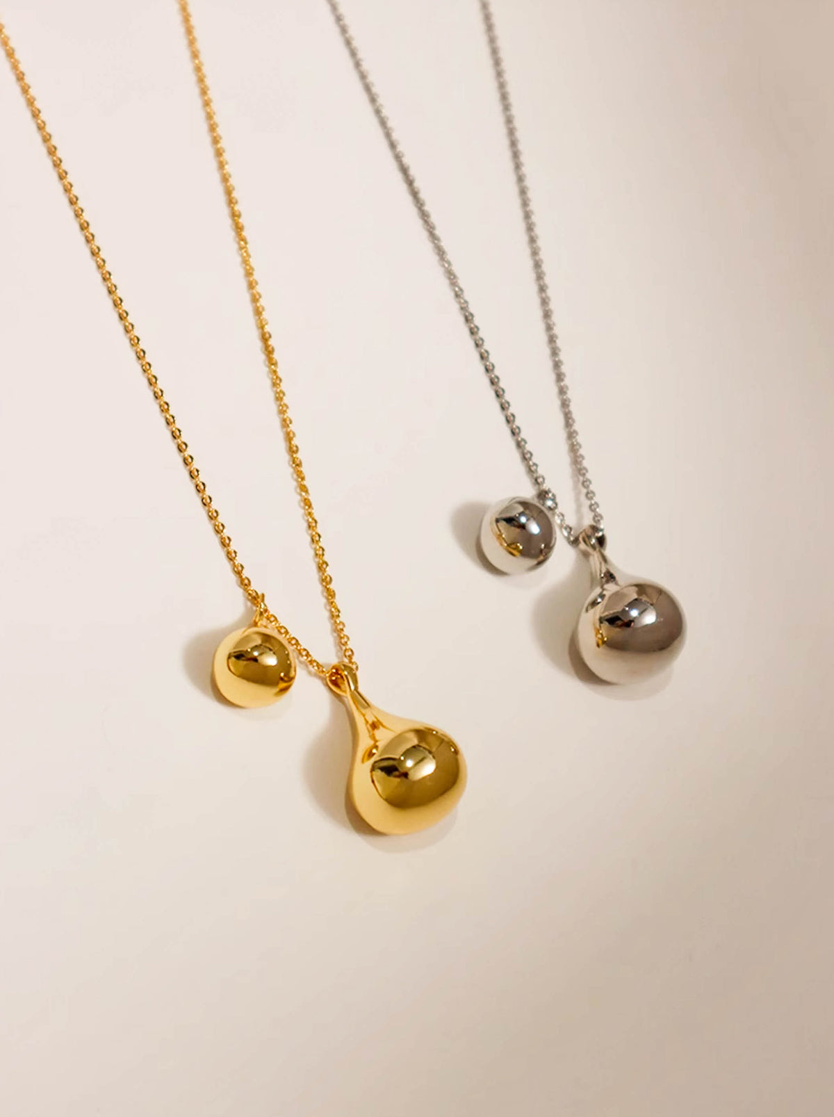 Gold/ Silver Teardrop Pendants Long Chain Necklace