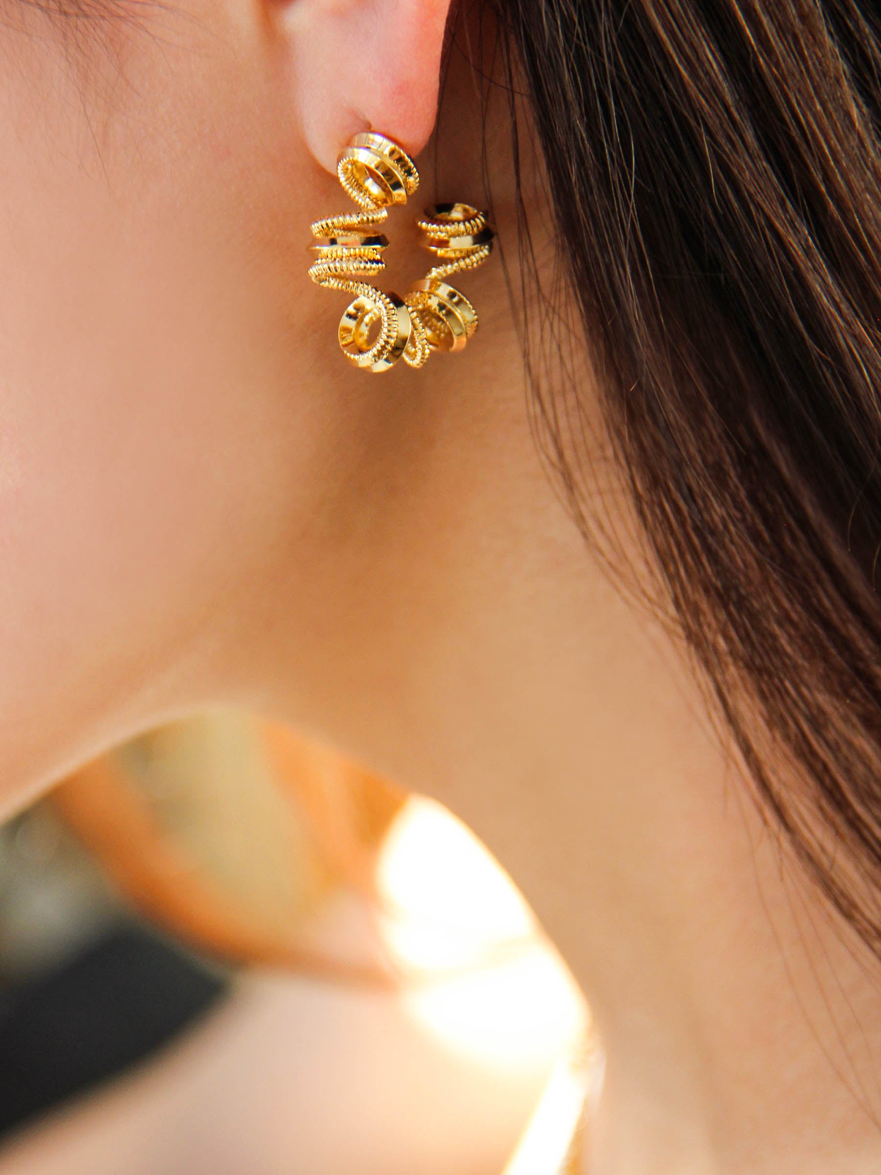 Gold Twisted Star Hoop Earrings