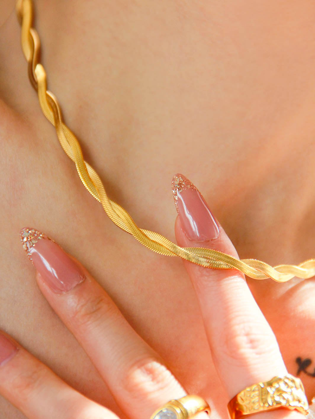 Gold Twisted Snake Chain Necklace