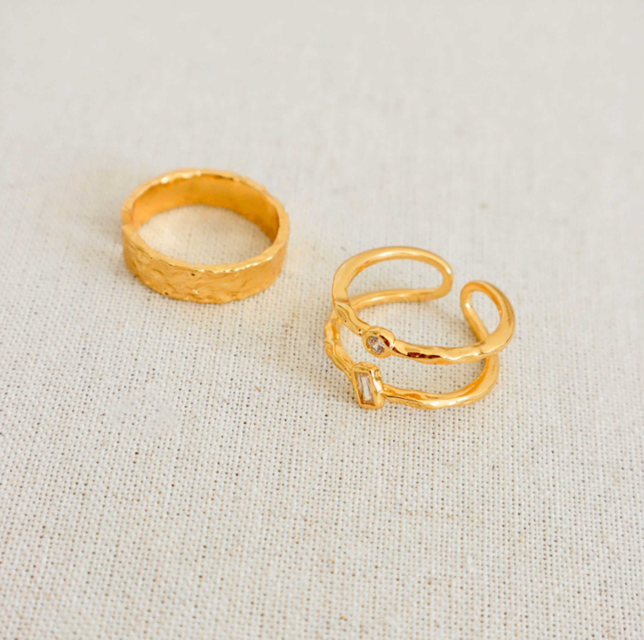 Gold Textured Hammered Gold Ring