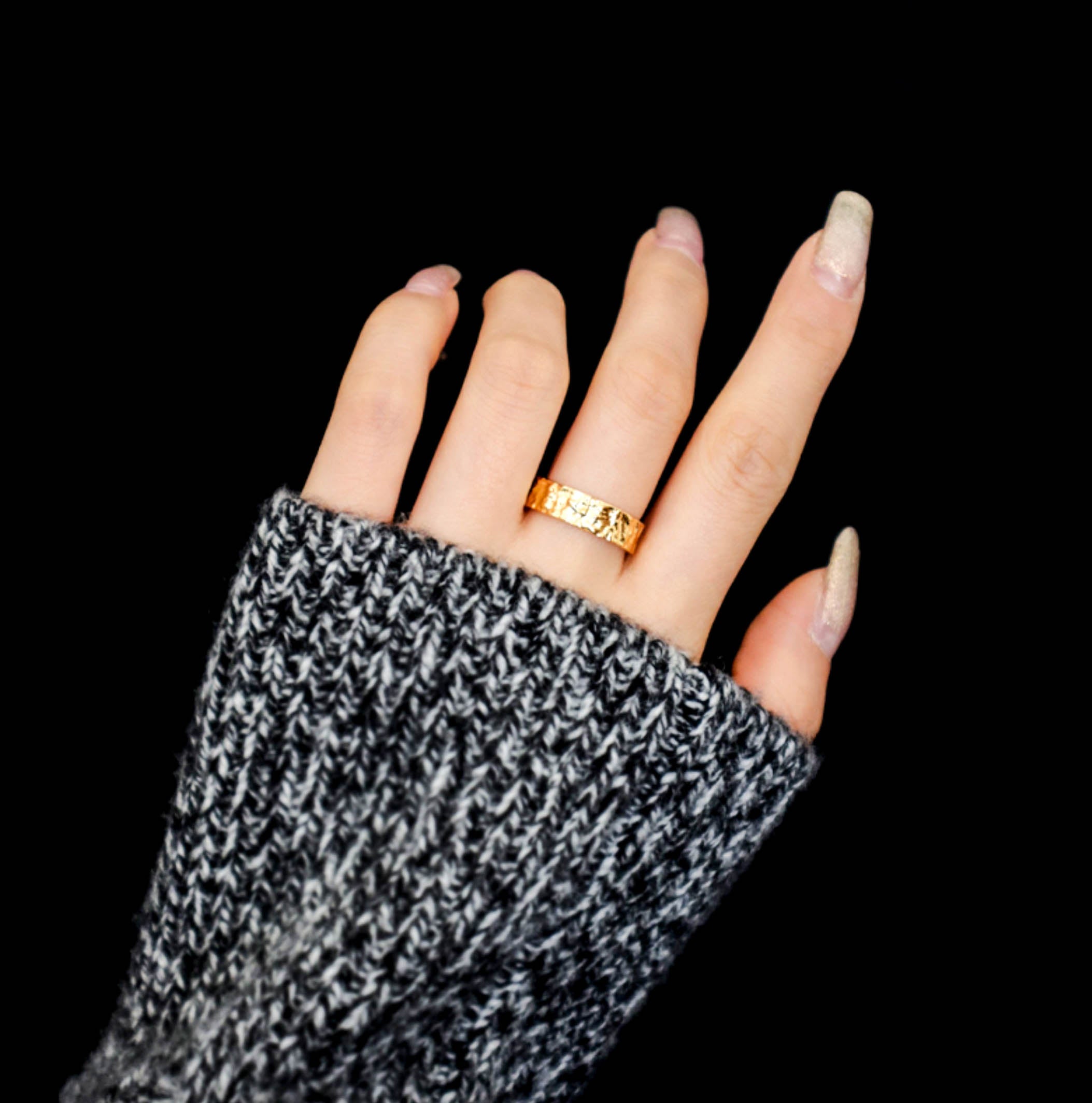 Gold Textured Hammered Gold Ring