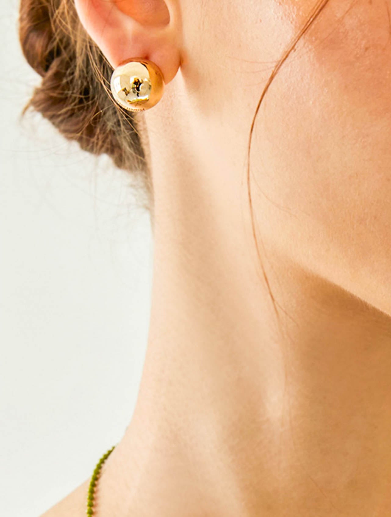 Gold Ball Round Hoop Earrings