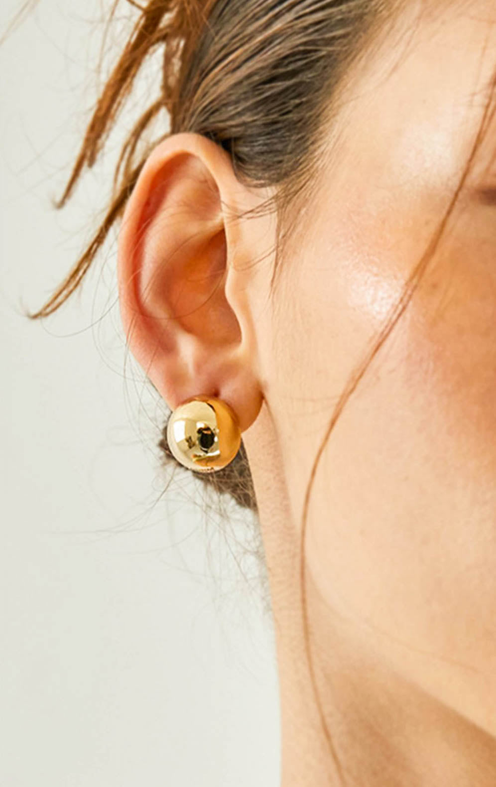 Gold Ball Round Hoop Earrings