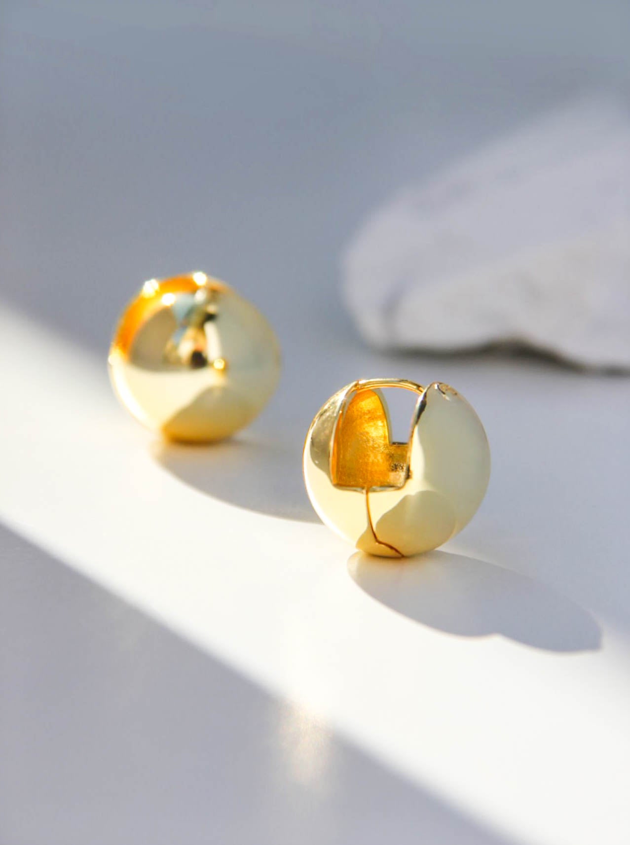 Gold Ball Round Hoop Earrings