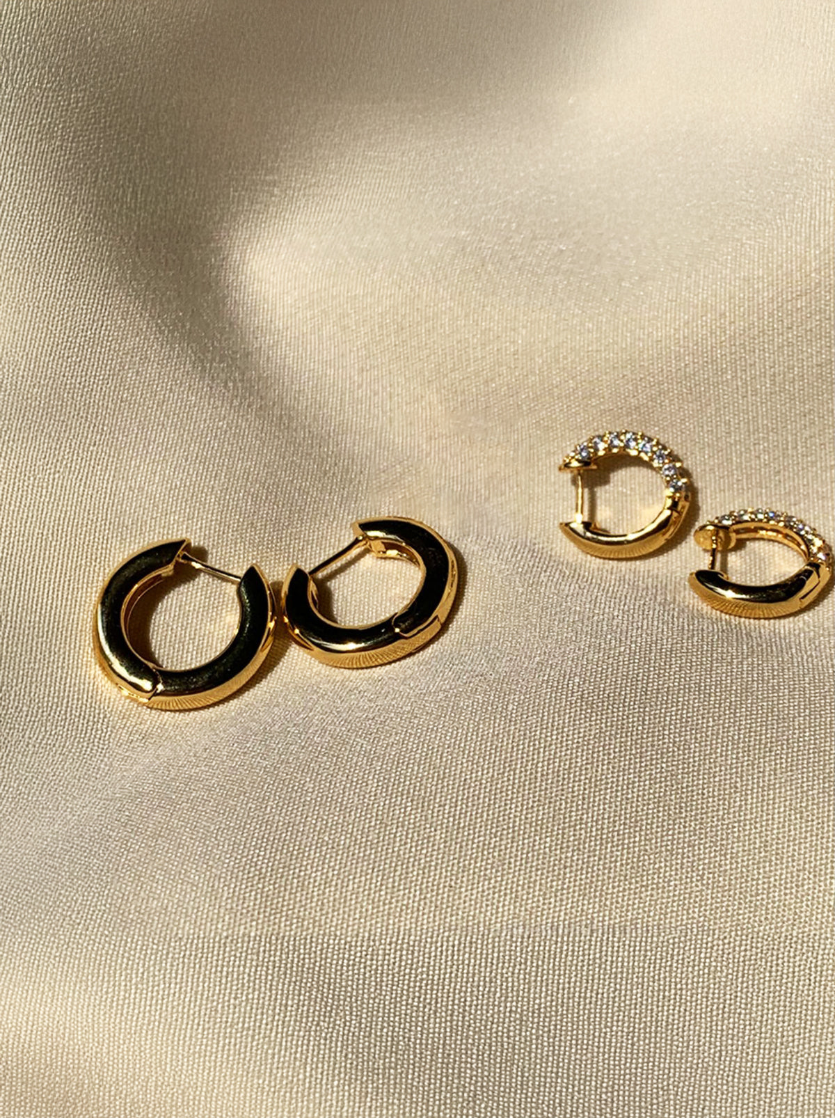 Gold/ Silver Rhinestones Huggie Hoop Earrings