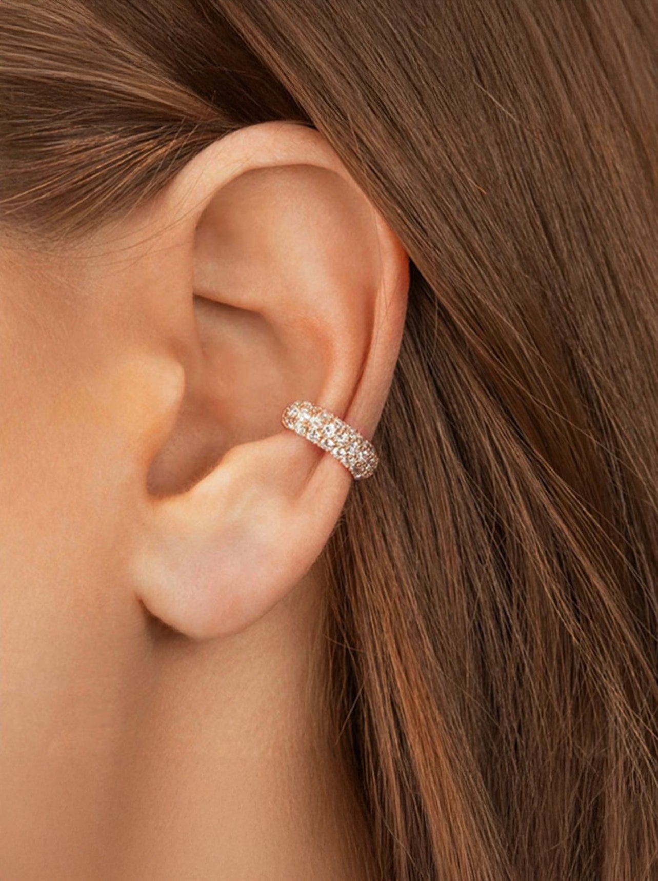 Bling Rhinestones Gold Ear Cuff