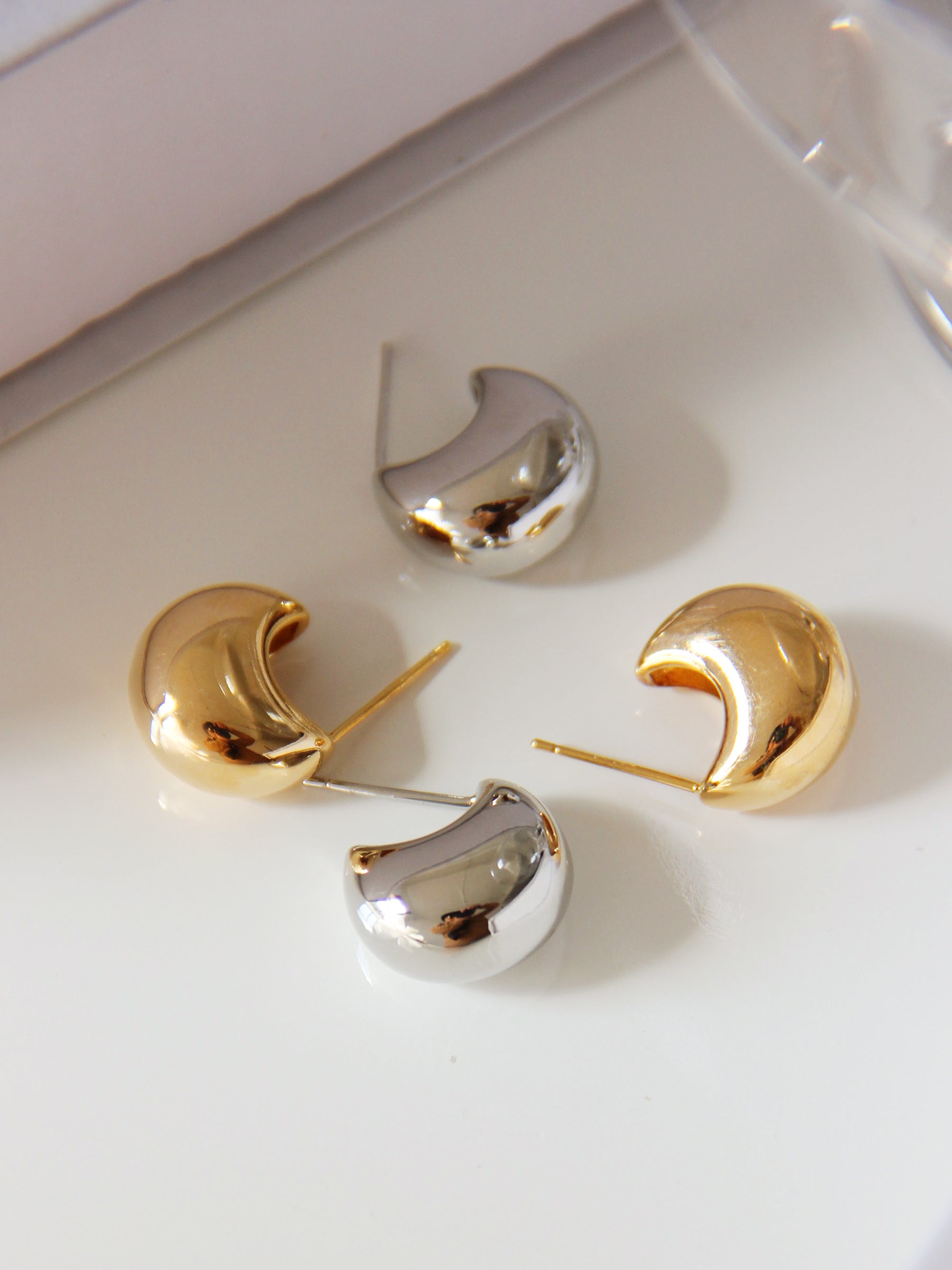 Gold/ Silver Dome Hoop Earrings