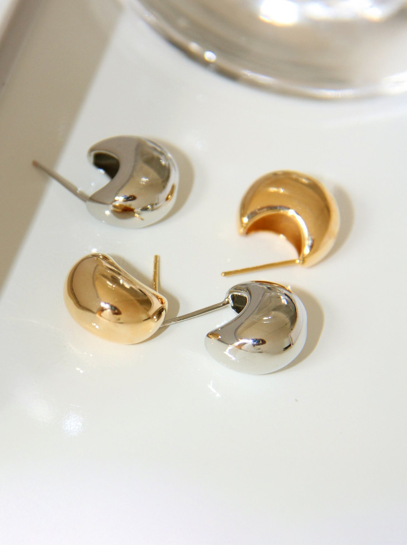 Gold/ Silver Dome Hoop Earrings