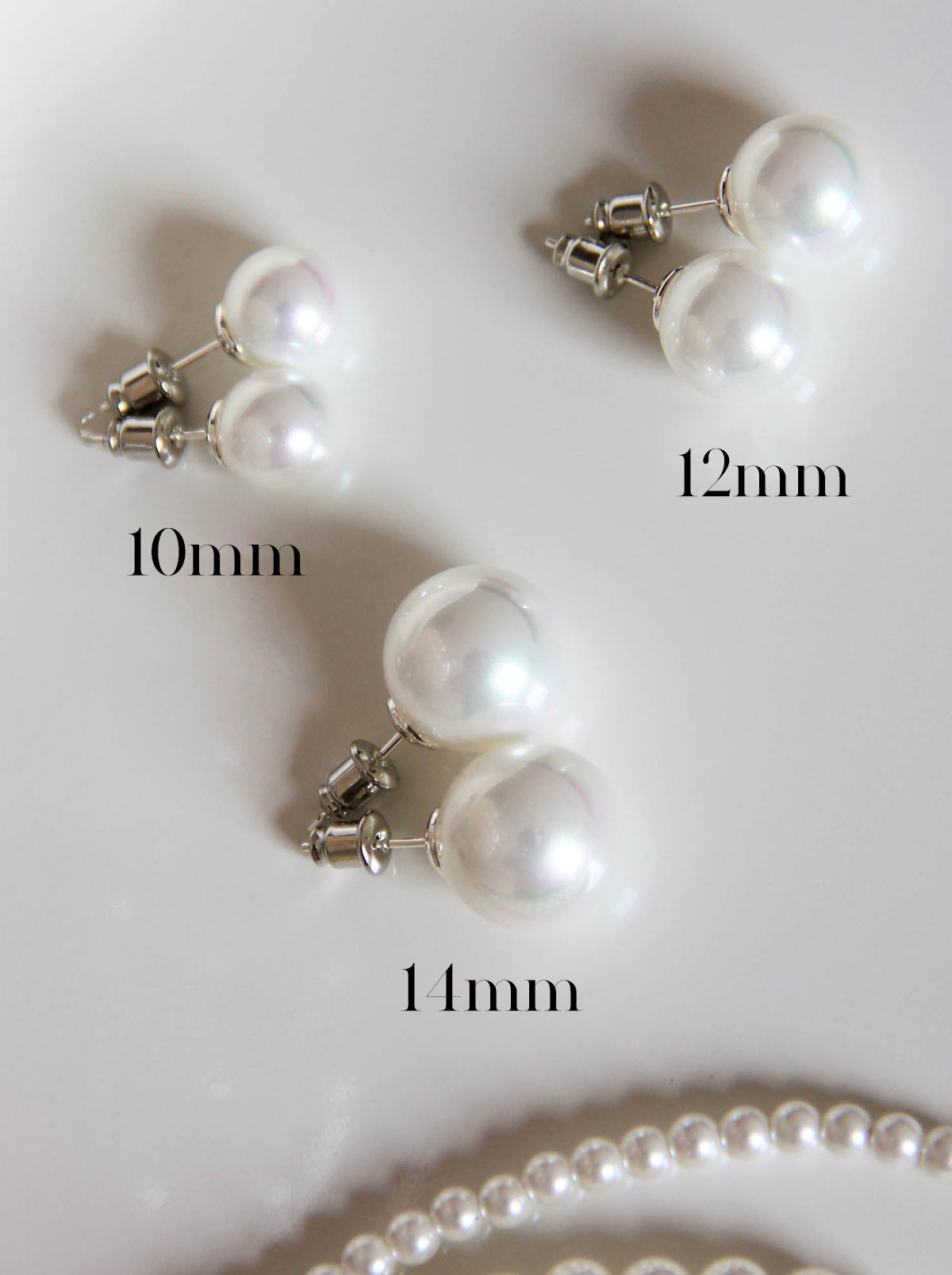 White Swarovski Artificial Pearl Stud Earrings