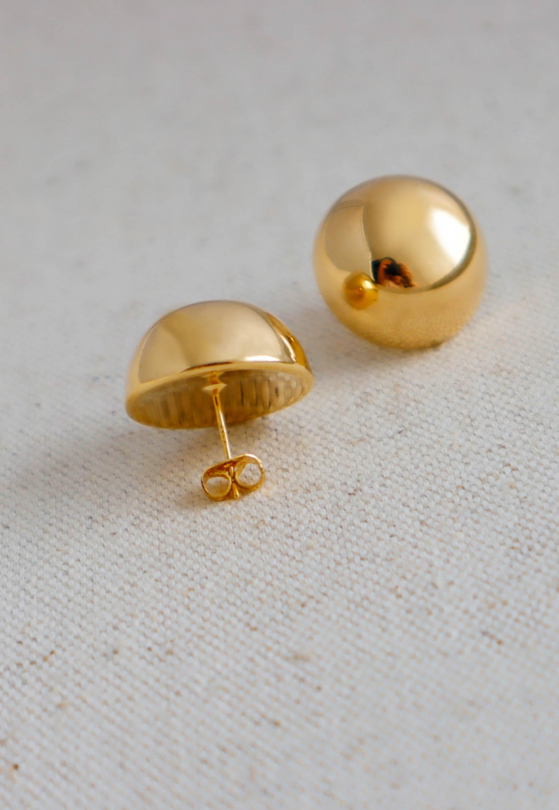 Gold Round Ball Stud Earrings