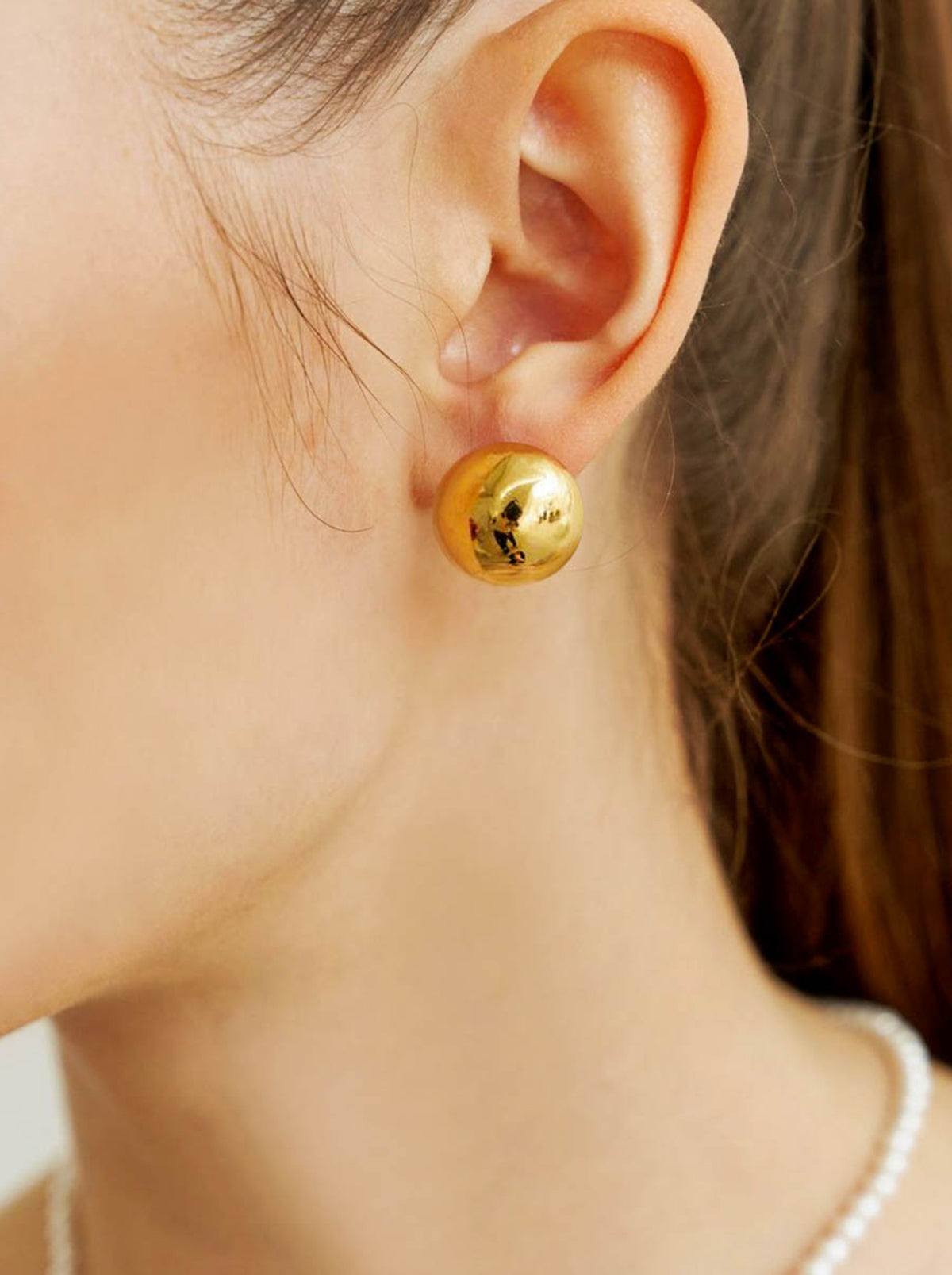 Gold Round Ball Stud Earrings