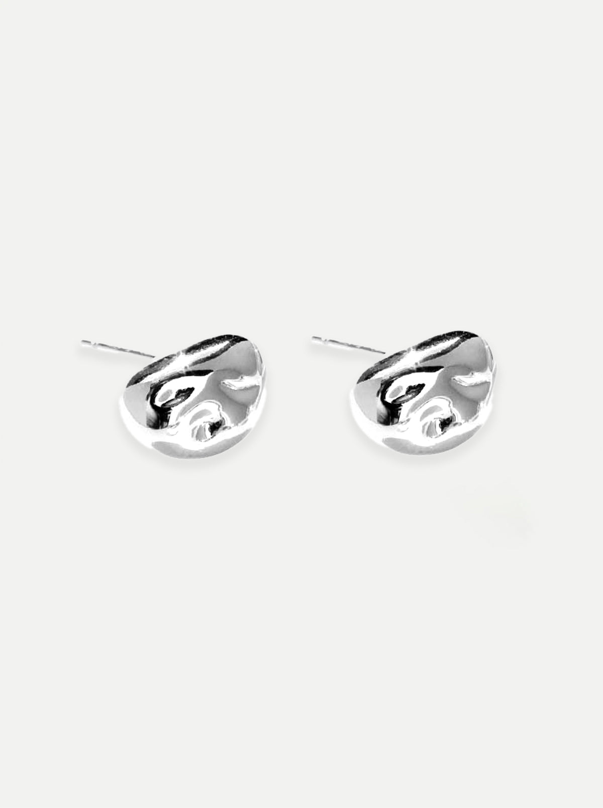 Silver  Oval-shaped Beans Stud Earrings