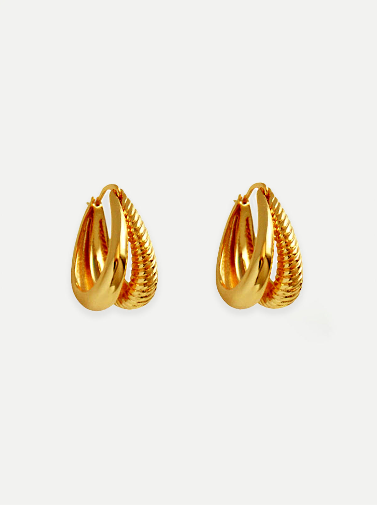 Gold Oval Twisted Hoop Earrings