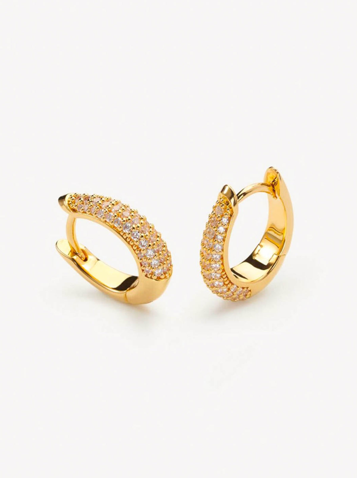 Gold Cubic Zirconia Rhinestones Hoop Earrings