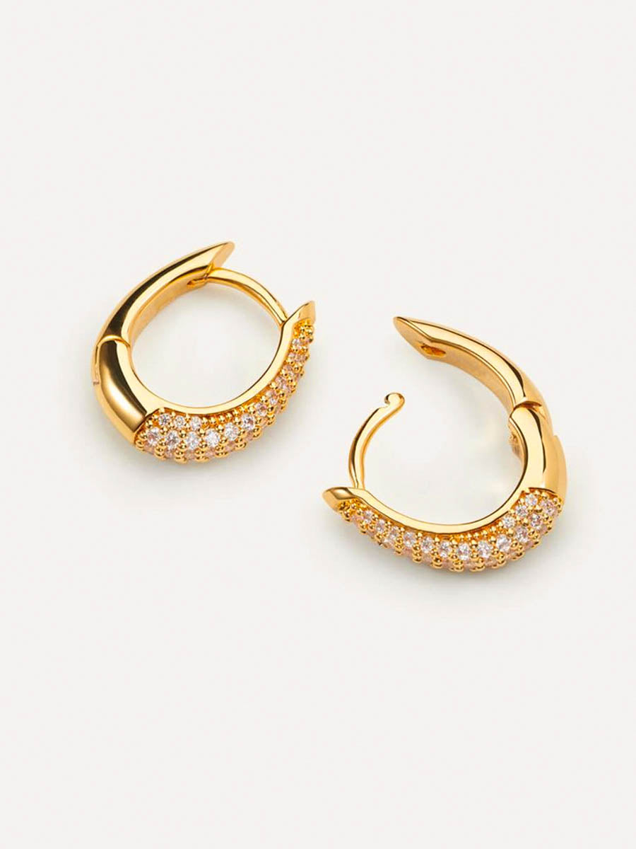 Gold Cubic Zirconia Rhinestones Hoop Earrings