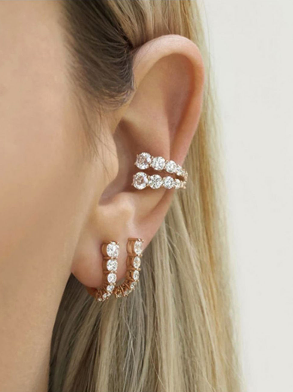 Gold Zircon Rhinestones Ear Cuff