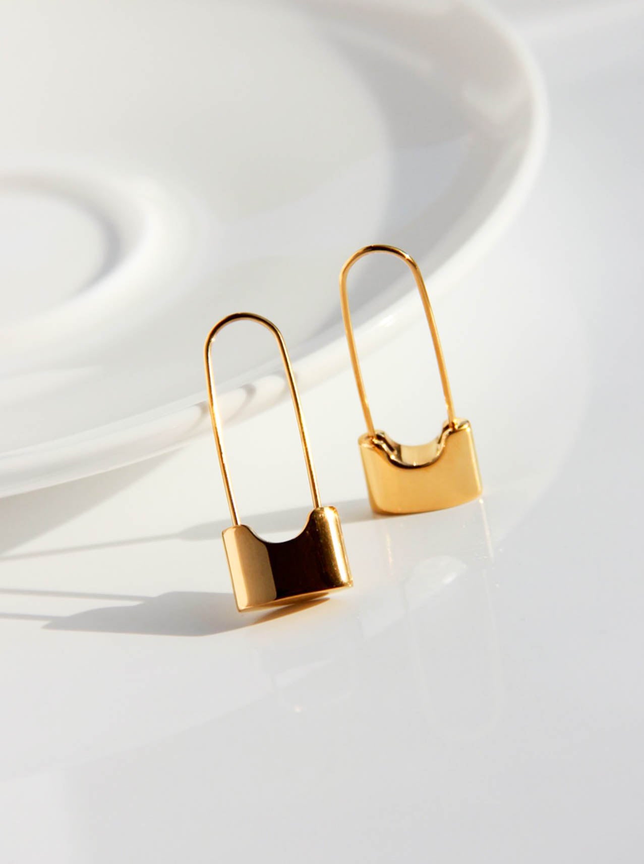 Gold Lock Hoop Earrings