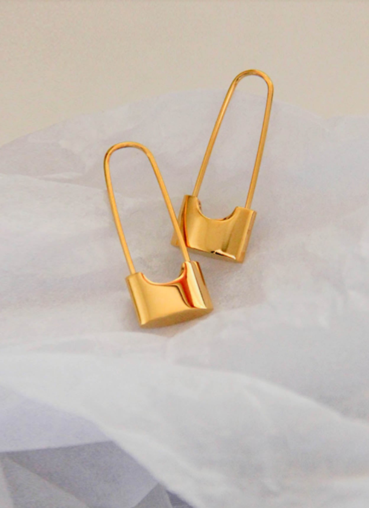 Gold Lock Hoop Earrings