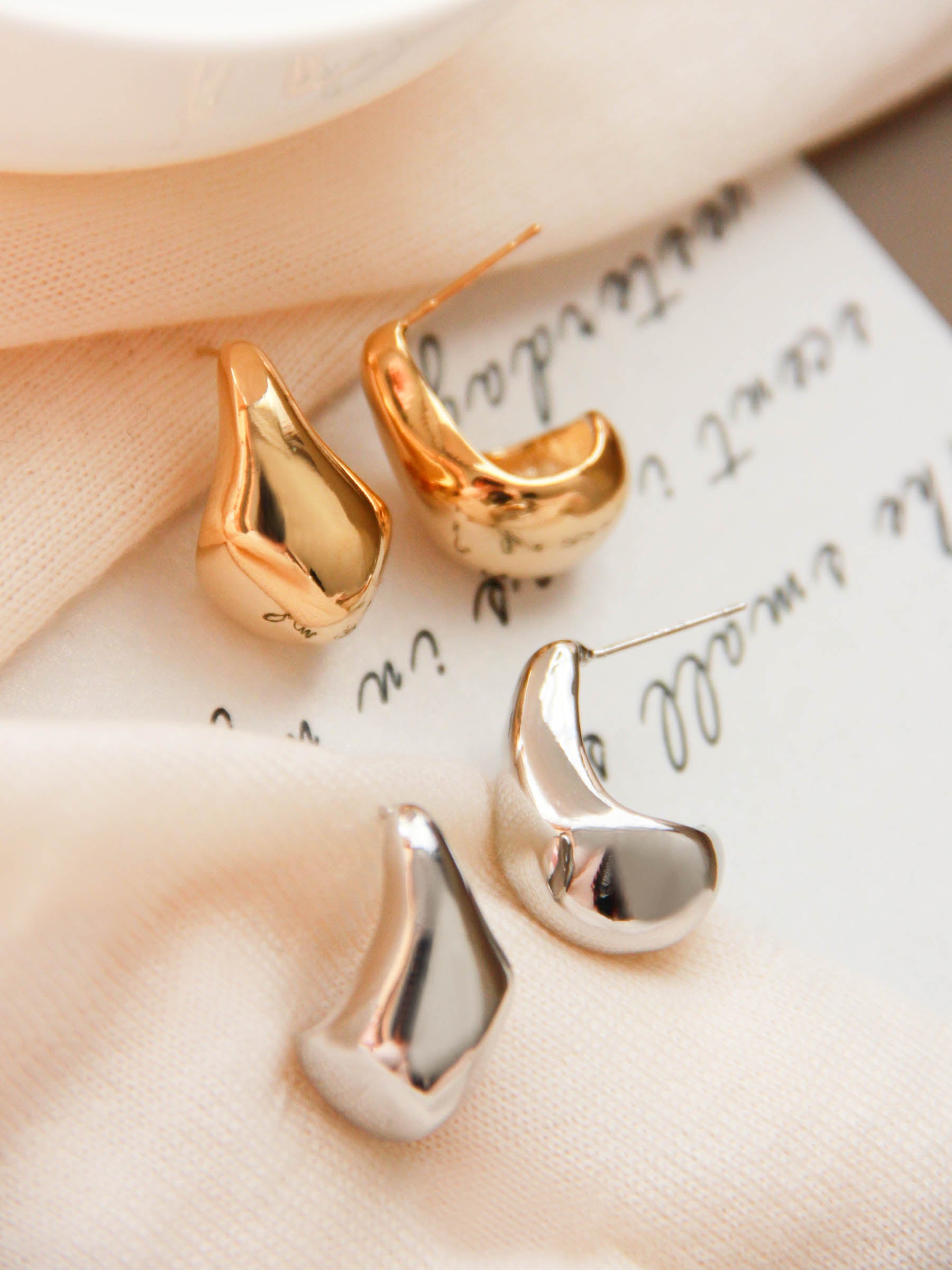 Gold/ Silver Teardrop Stud Earrings