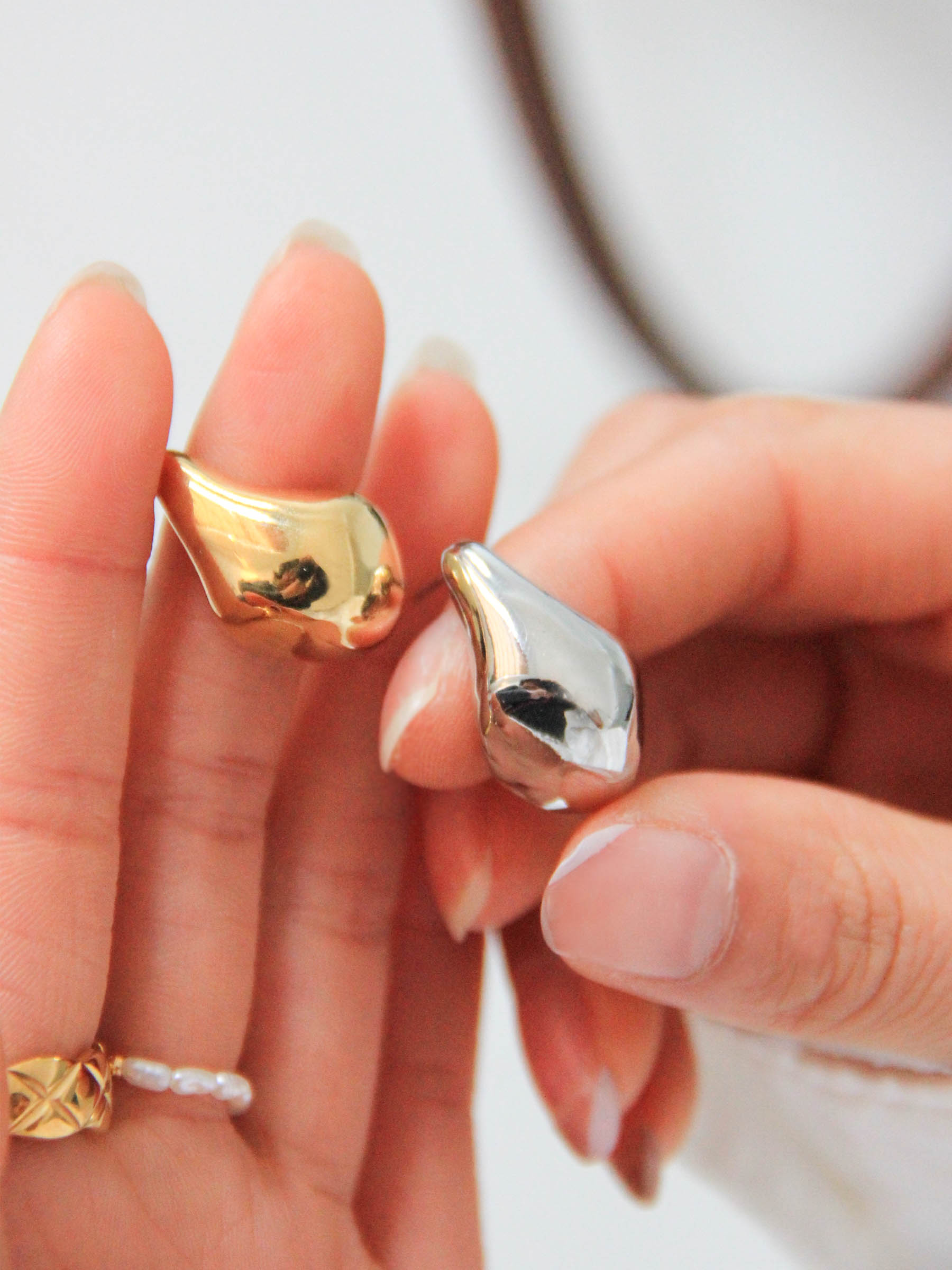 Gold/ Silver Teardrop Stud Earrings