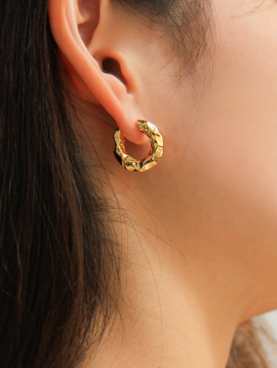 Gold/ Silver Textured Huggie Hoop Earrings