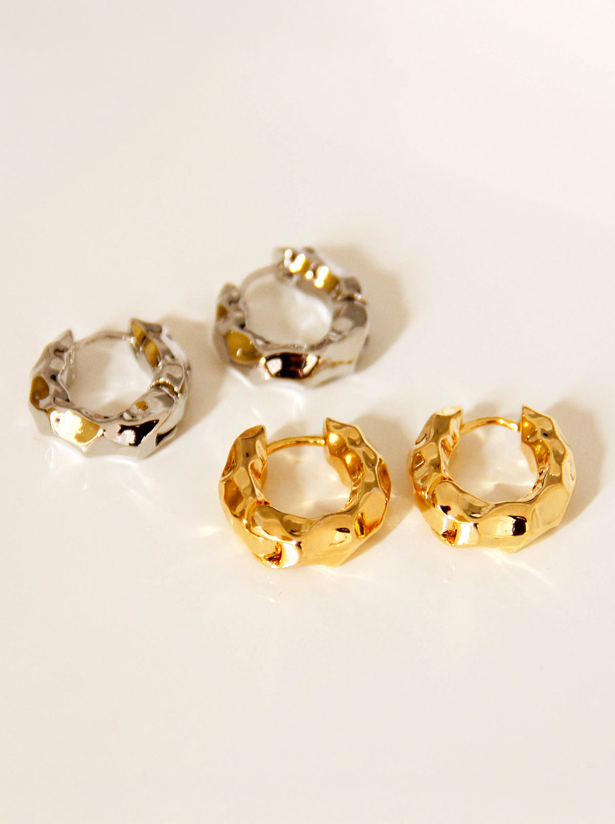 Gold/ Silver Textured Huggie Hoop Earrings