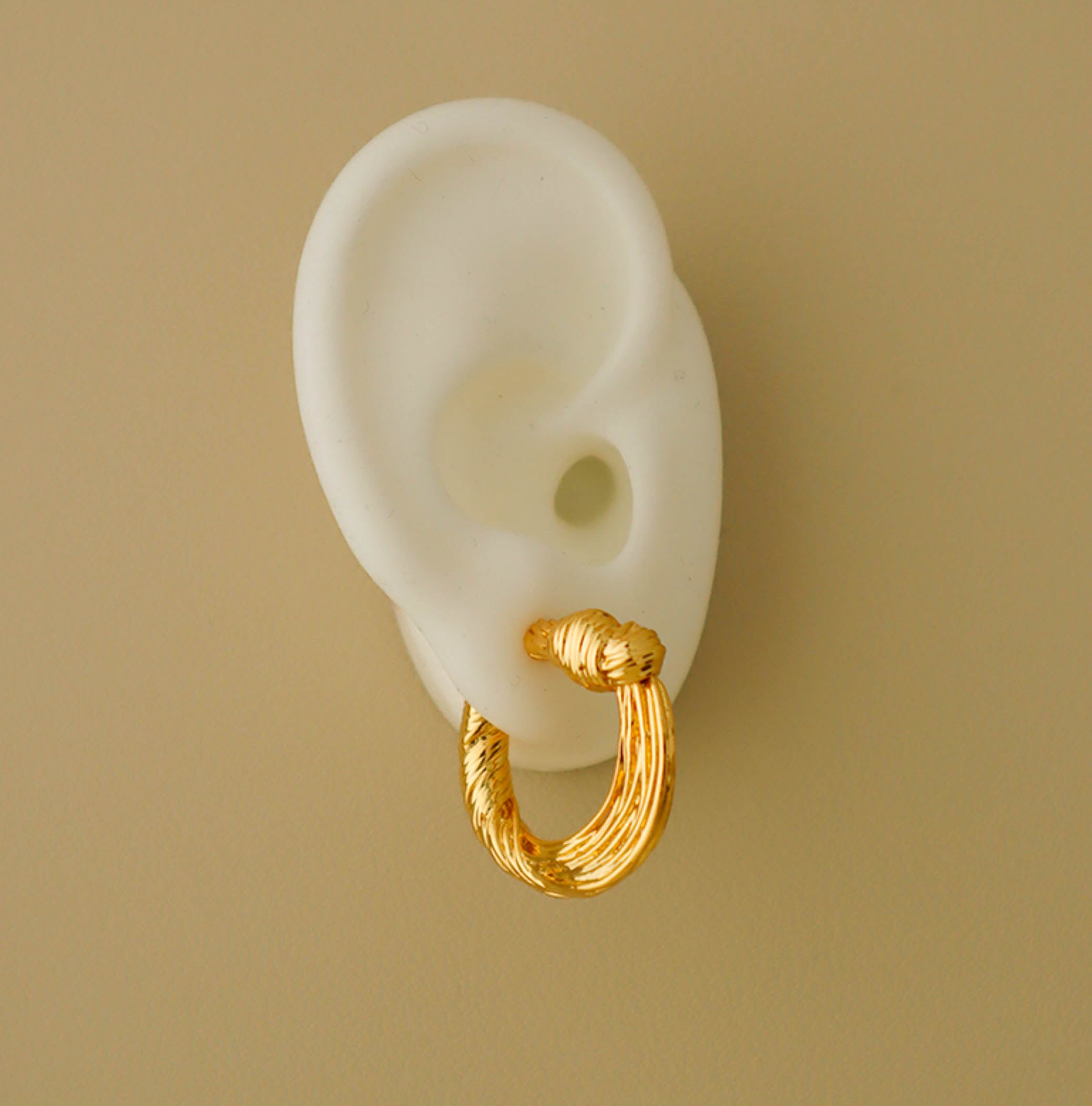 Gold Twisted Knot Thick Hoop Earrings