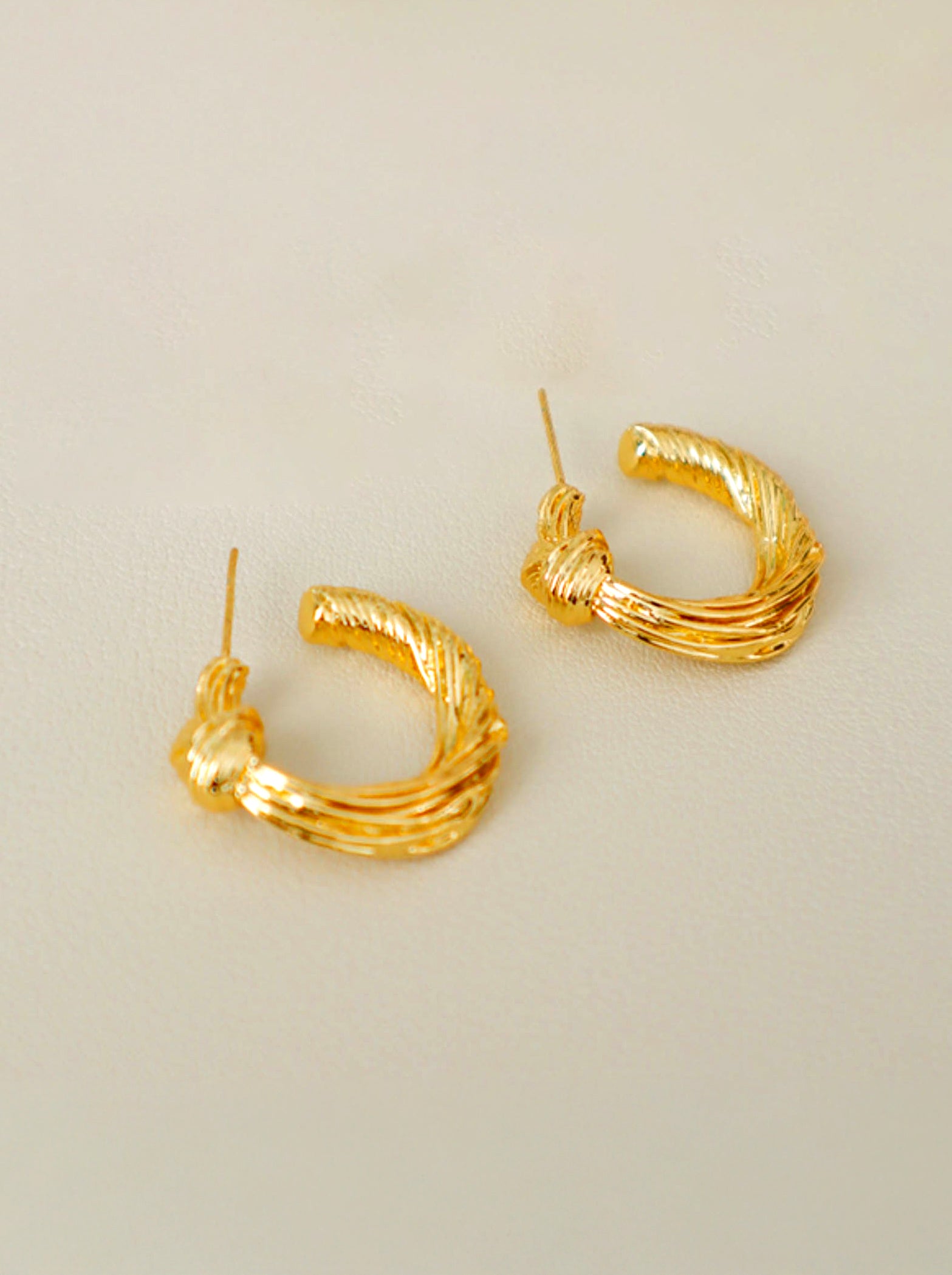 Gold Twisted Knot Thick Hoop Earrings