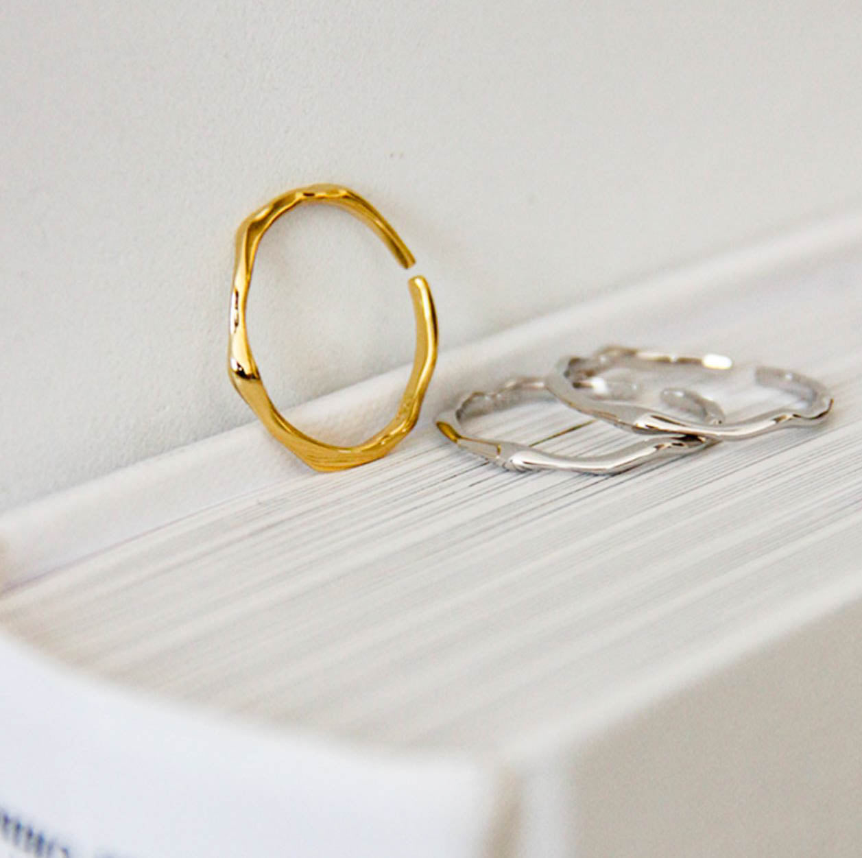 S925 Silver Minimalist Gold/ Silver Wavy Stacking Ring