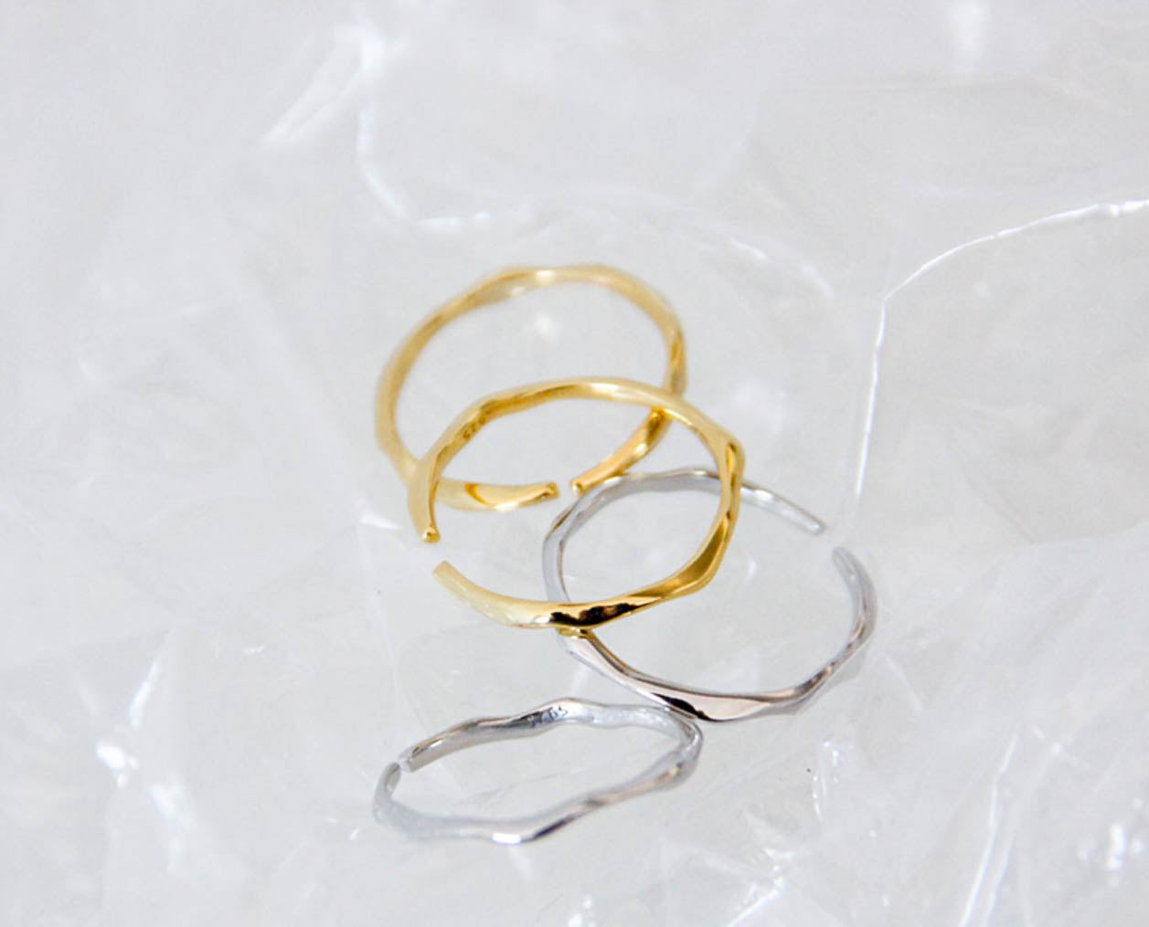 S925 Silver Minimalist Gold/ Silver Wavy Stacking Ring