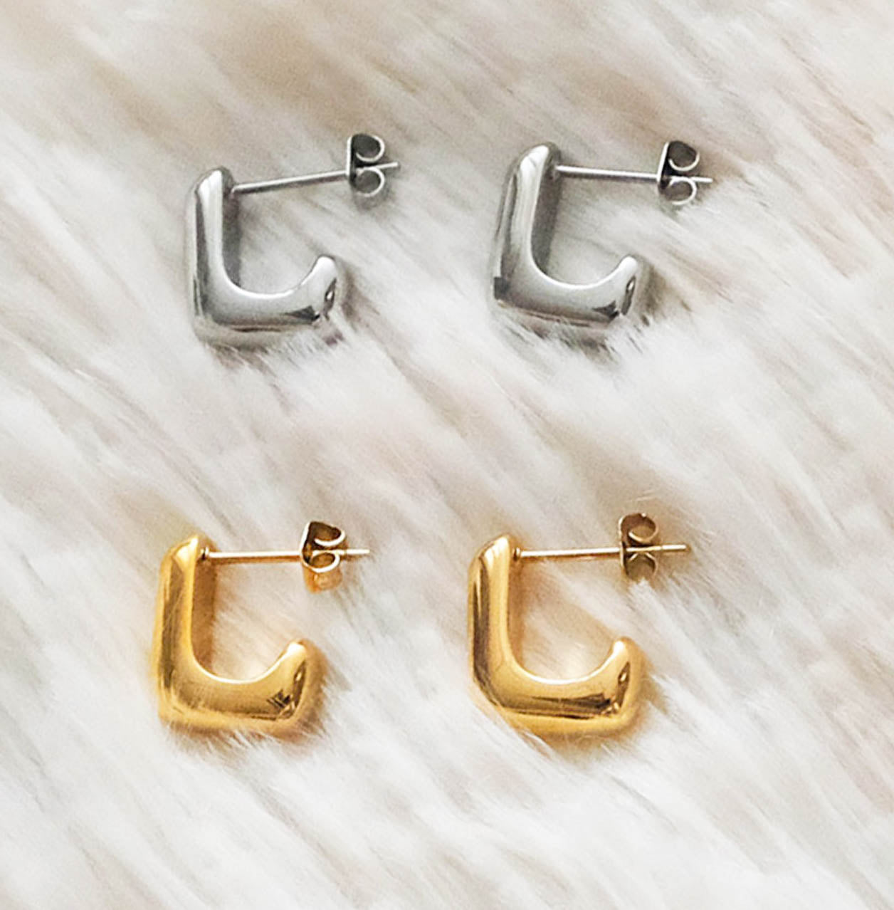 Gold/ Silver Square Stud Earrings