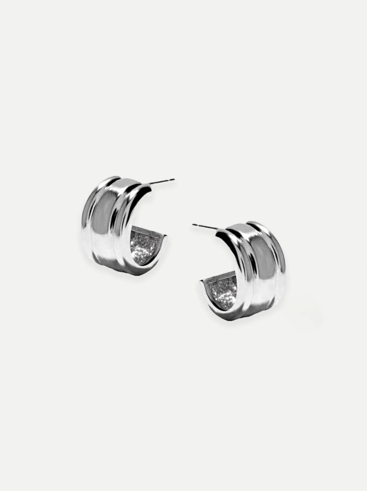 Silver C Shaped Hoop Earrings