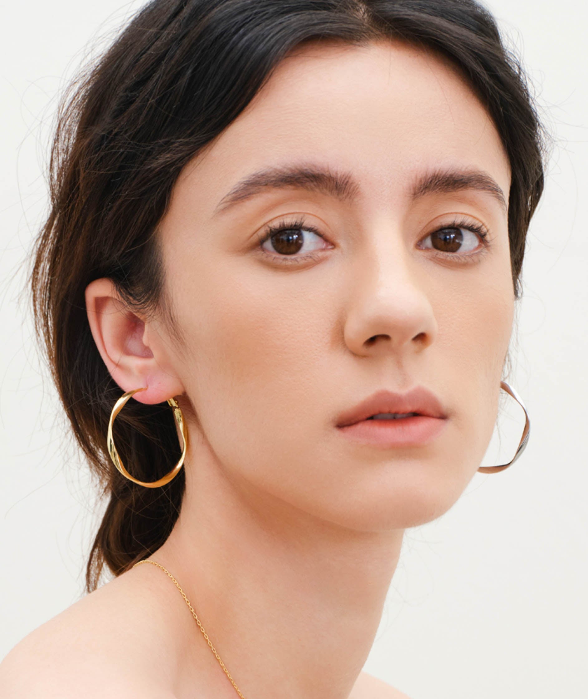 Gold/ Silver Wavy Hoop Earrings