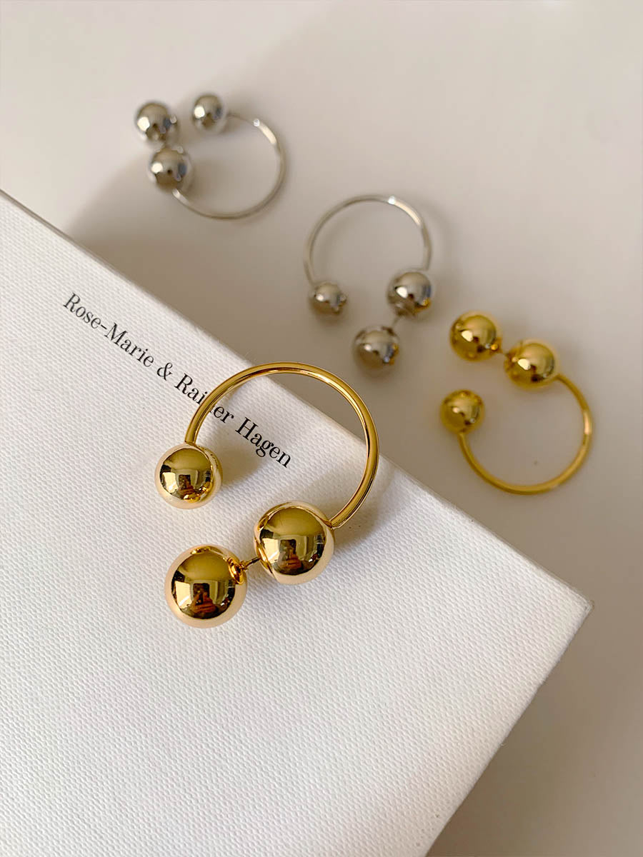 Gold/ Silver 3D Ball Hoop Statement Earrings