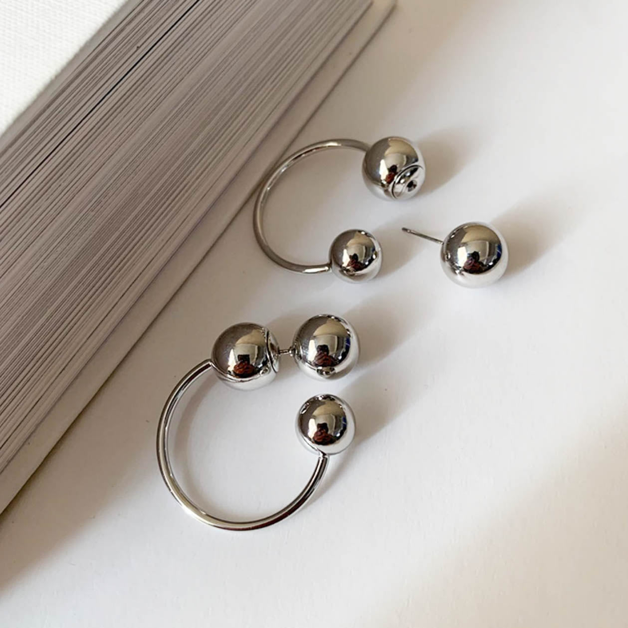 Gold/ Silver 3D Ball Hoop Statement Earrings