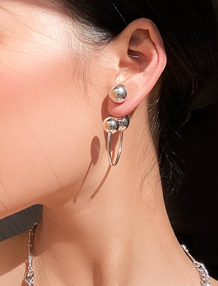 Gold/ Silver 3D Ball Hoop Statement Earrings