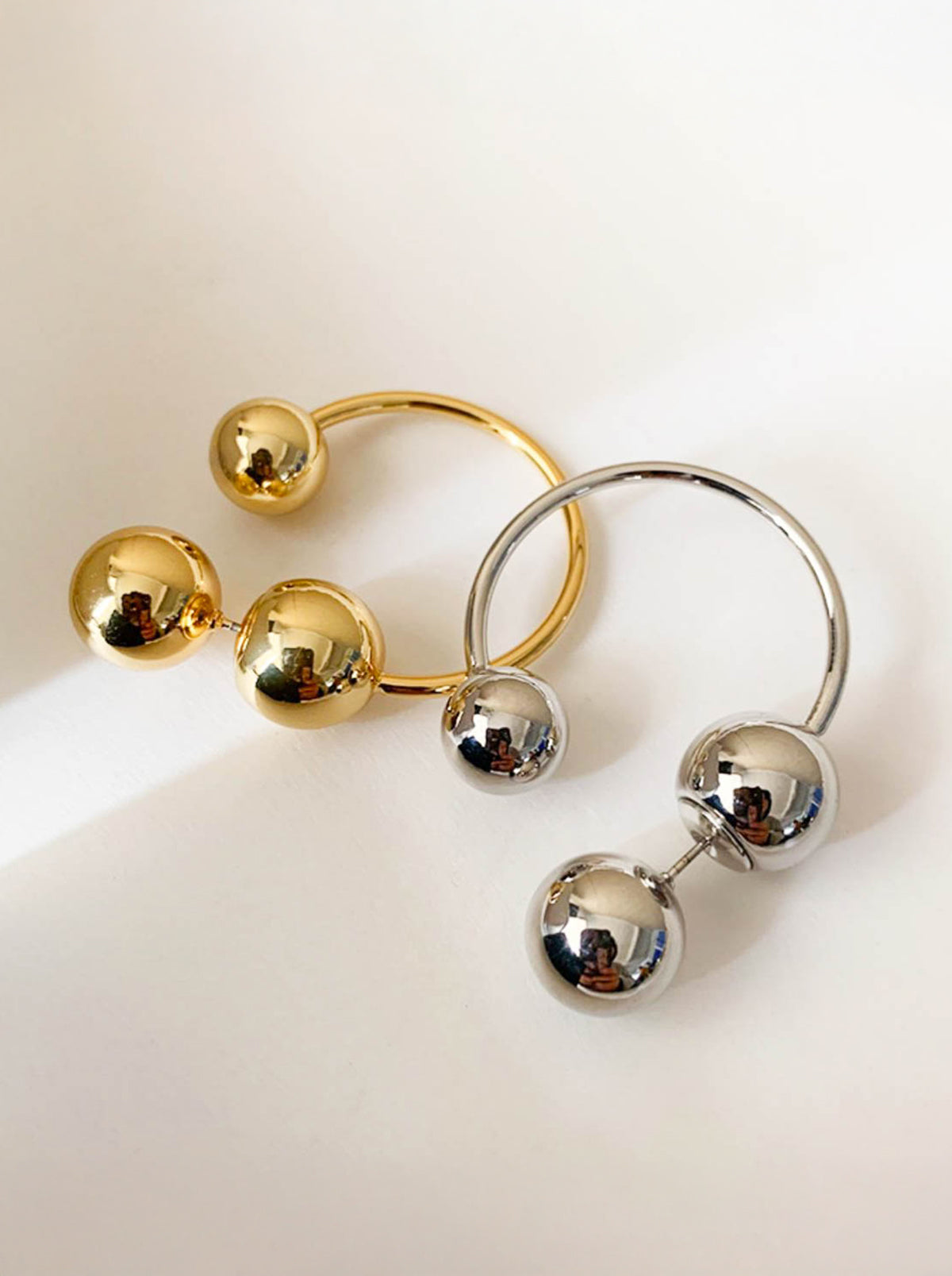 Gold/ Silver 3D Ball Hoop Statement Earrings