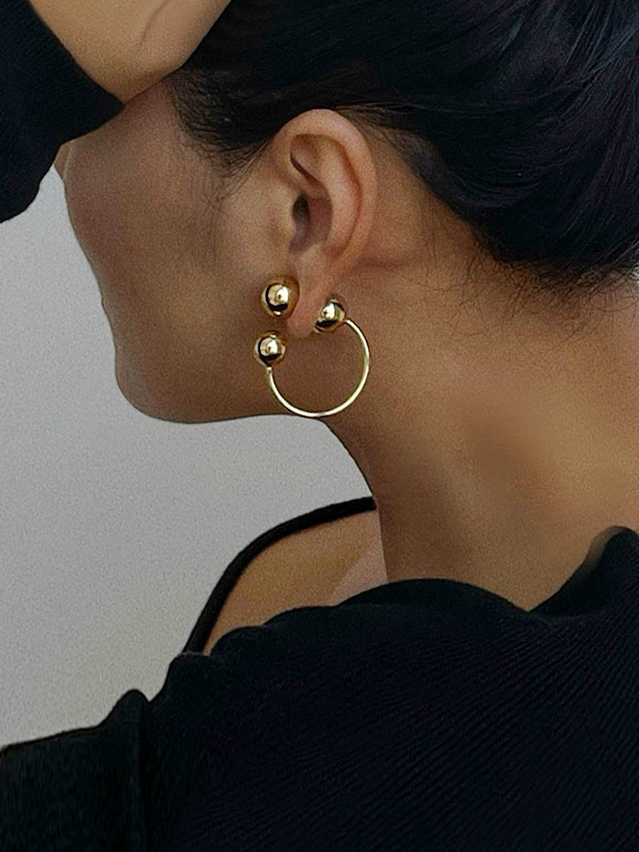 Gold/ Silver 3D Ball Hoop Statement Earrings