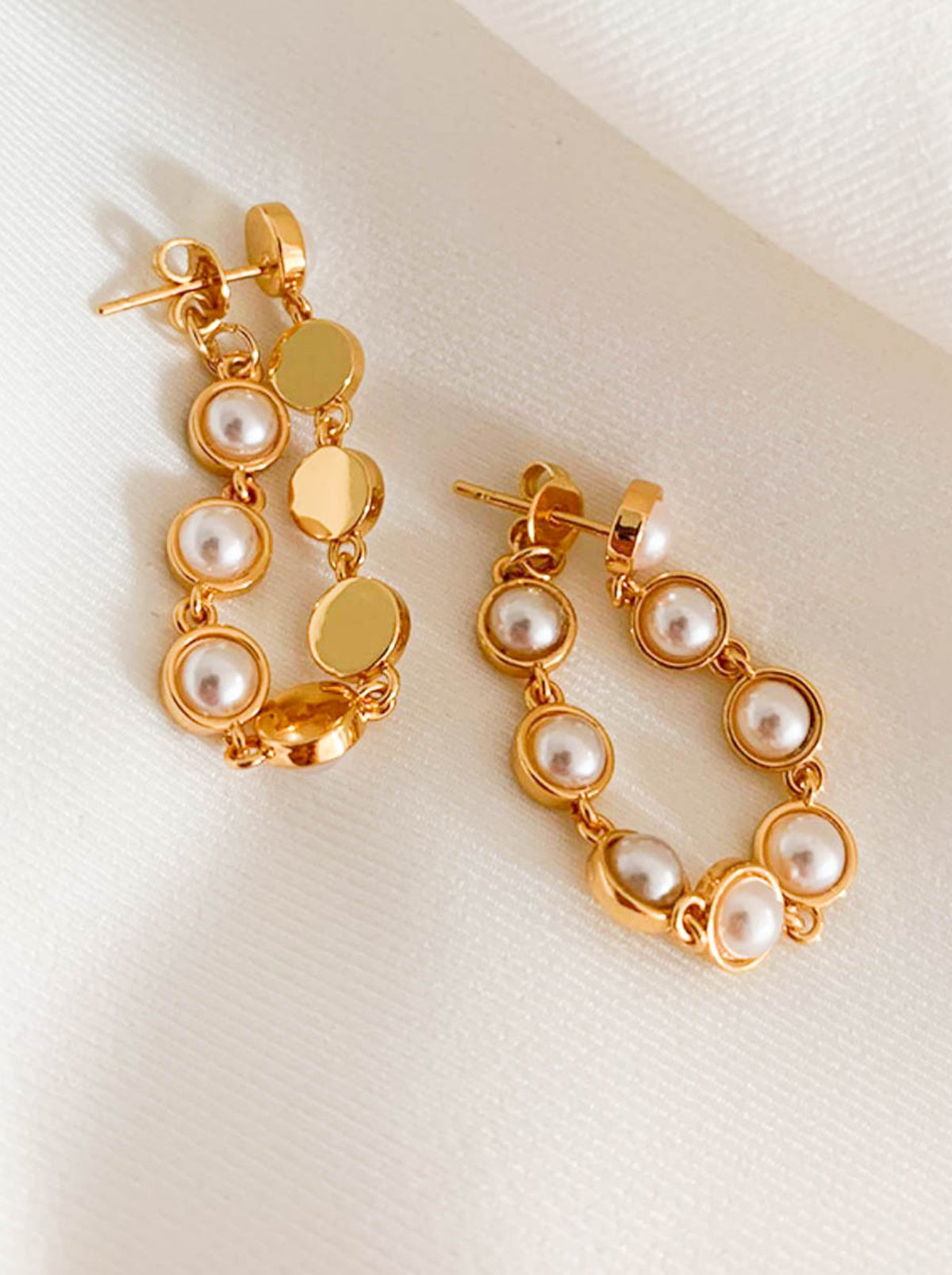 Gold Faux Pearl Fringe Drop Earring