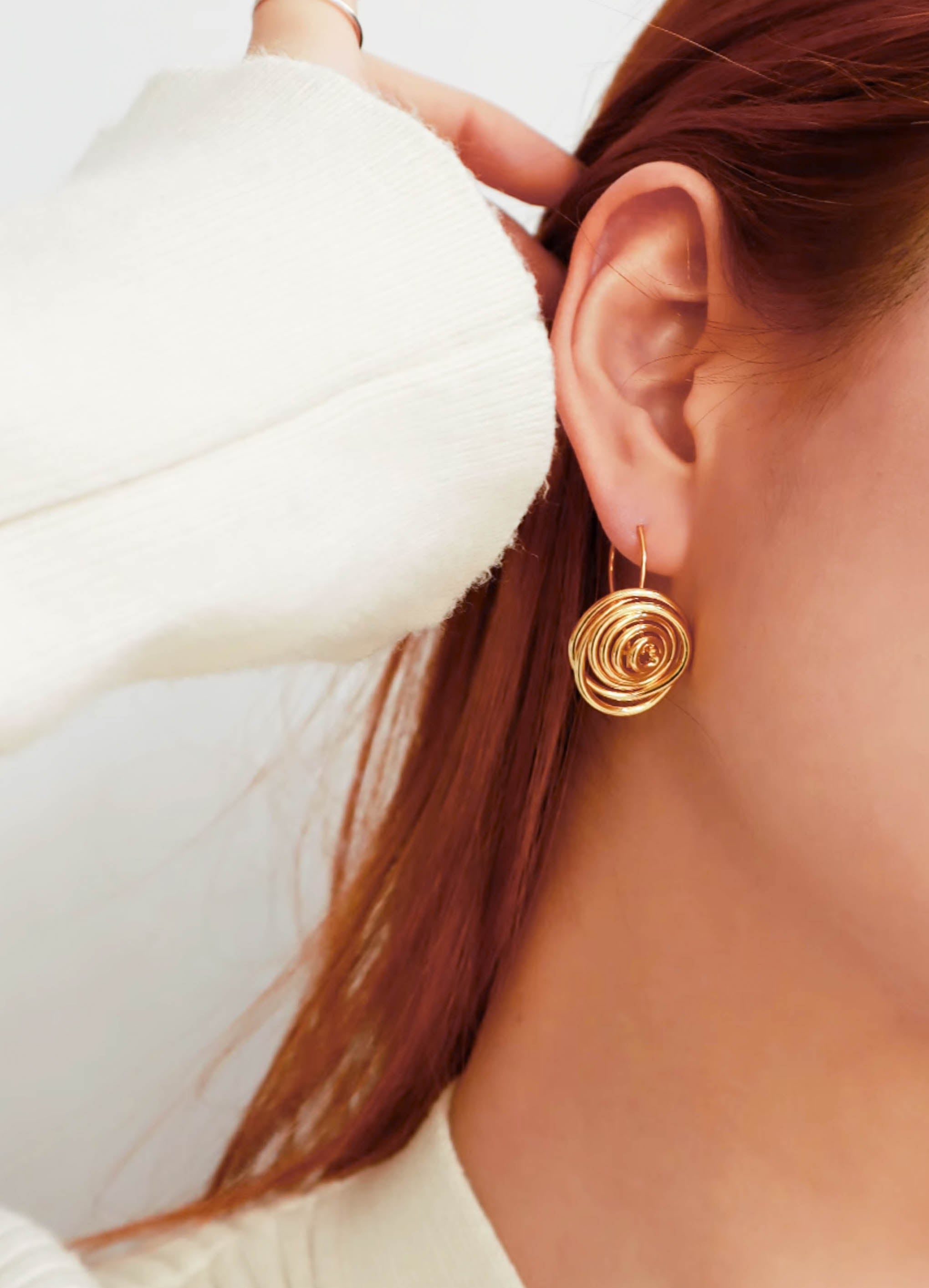 Gold/ Silver Wire Swirl Hook Earrings