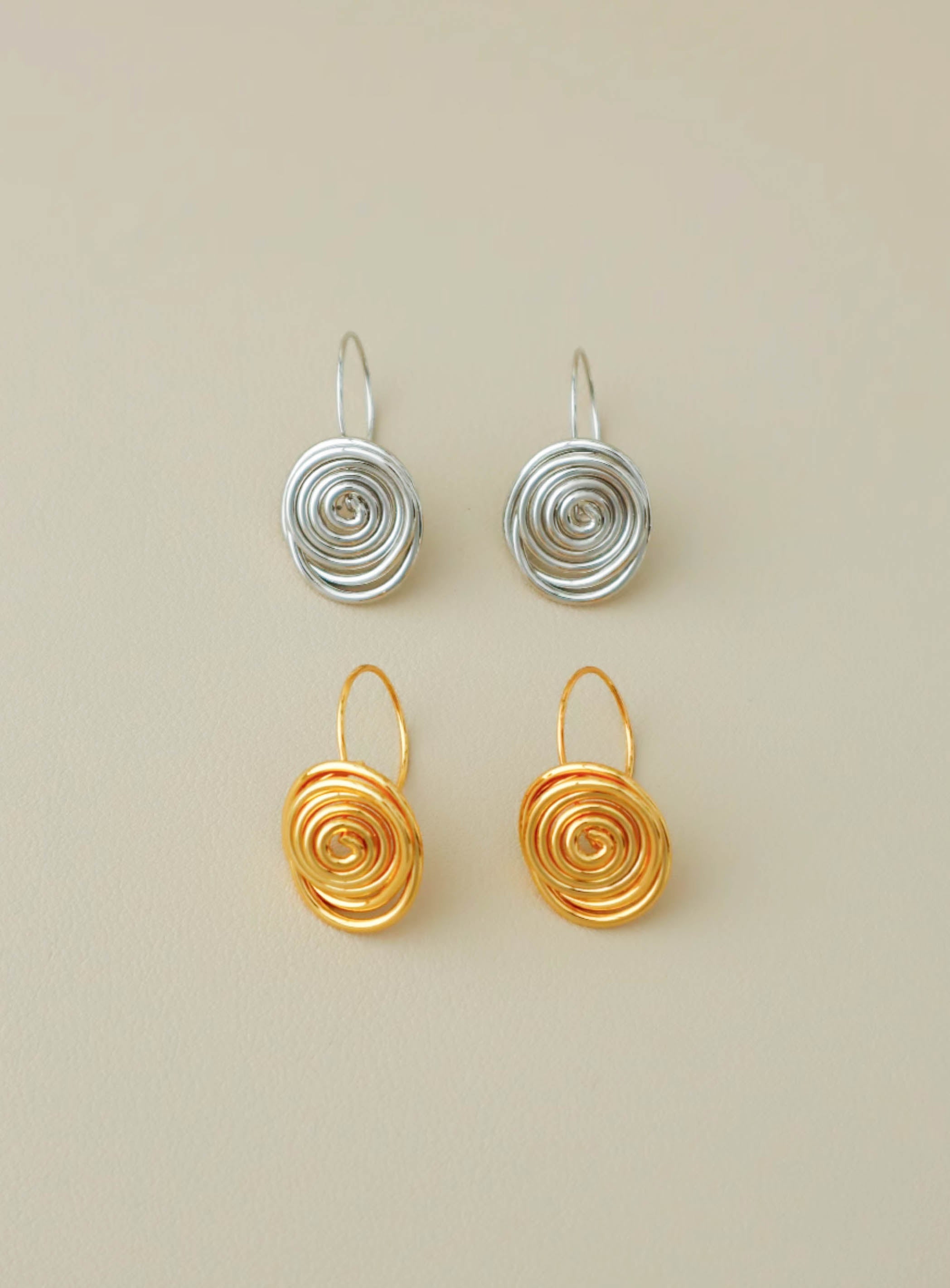 Gold/ Silver Wire Swirl Hook Earrings