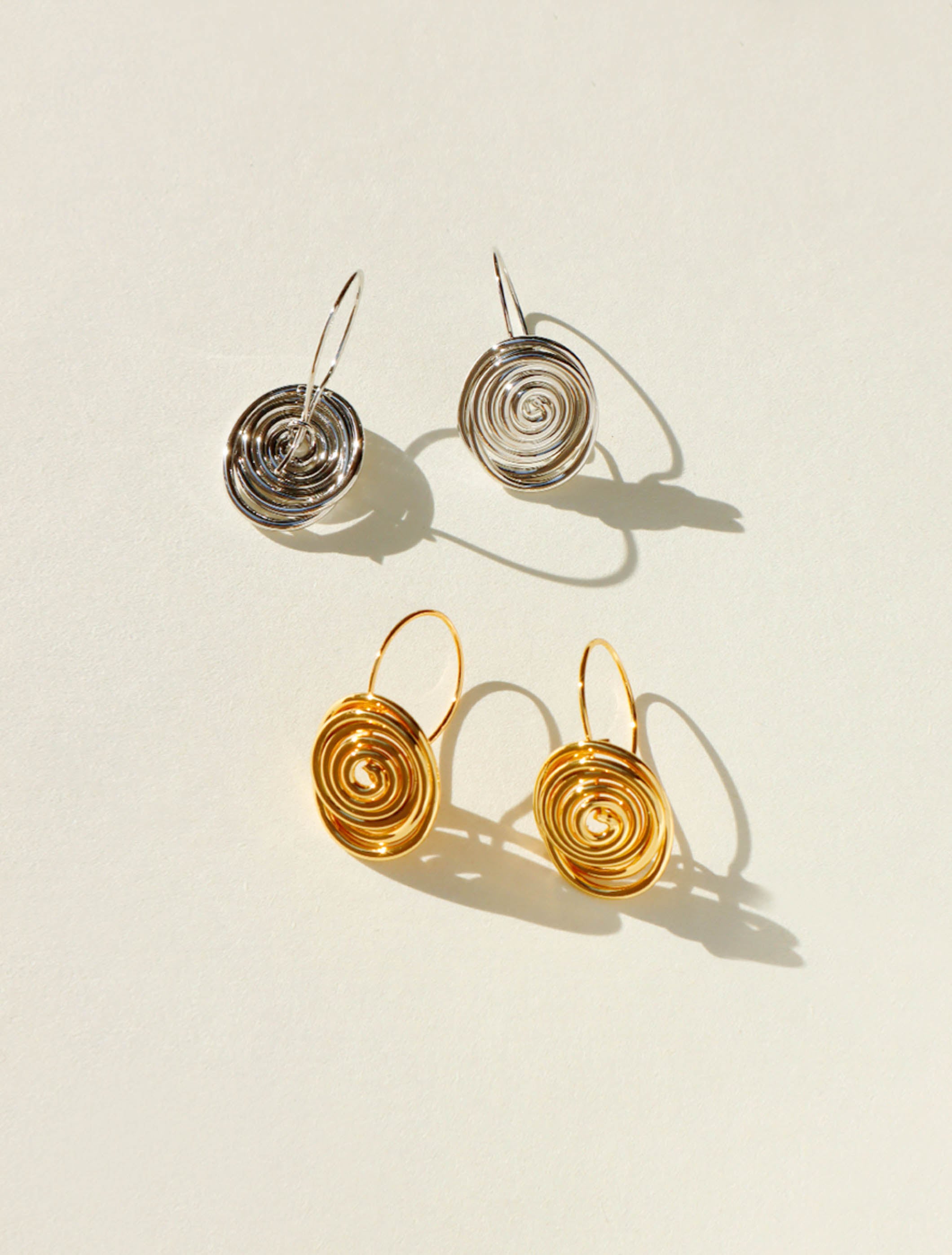 Gold/ Silver Wire Swirl Hook Earrings